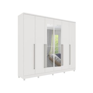 Guarda Roupa Casal Com Espelho e Pés 6 Portas 8 gavetas Sevilla Tcil Móveis Sevilla com espelho e pé