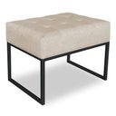 Ver imagem 1 de Puff Lisa Suede Bege Base Metálica Industrial Preto - Pallazio