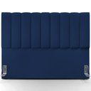 Ver imagem 2 de Kit Cabeceira Cama Box Casal King 195cm com Calçadeira Baú Dália W01 Suede Azul Marinho - Lyam Lyam