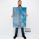 Ver imagem 2 de Quadro Decorativo Caixa Alta com Vidro Abstrato Azul Diamante TaColado Moldura Madeira 90 x 60cm