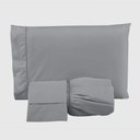 Ver imagem 3 de Conjunto de Cama Casal 400 Fios 3 Peças Ponto Palito Cor:cinza