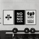 Ver imagem 2 de Kit 3 Quadros Academia Do It 24x18cm - com vidro:Madeira preta