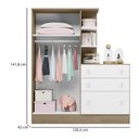 Ver imagem 2 de Guarda Roupa Roupeiro com Cômoda Doce Sonho Qmovi Carvalho Branco
