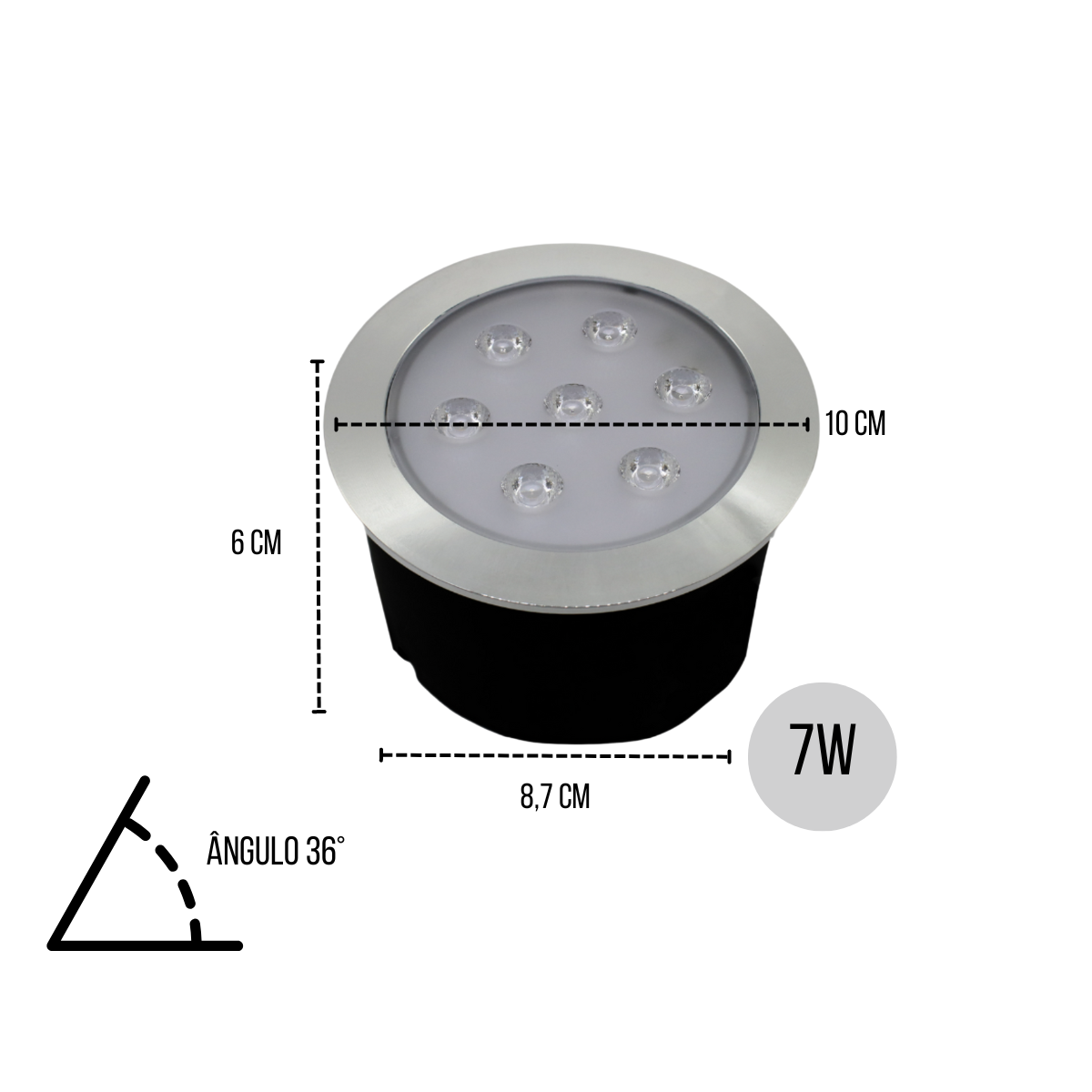 2 Luminárias Balizadores Spot Led SMD Em PVC De 7W Luz Branco Quente De Embutir Em Piso Chão Solo Gr - 2