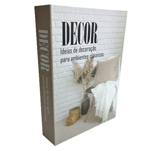 Decoração sala quarto livro caixa fake bege decor moderno