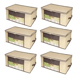 Organizador Multiuso com Zíper Marfim Pequeno 45x45x20cm Kit com 6un. - 1