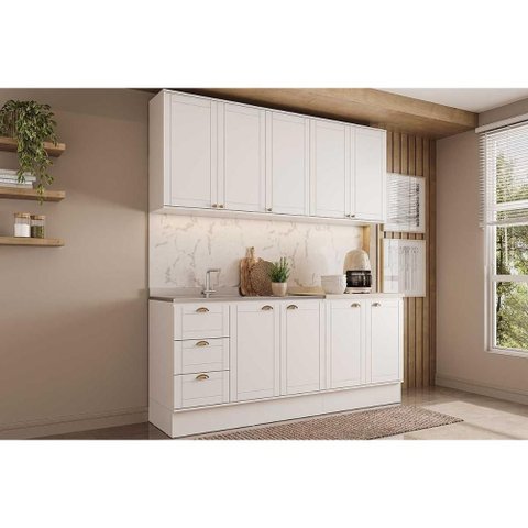 Cozinha Modulada Completa Bella 4 Peças (2aéreos+2balcões) C4p167 Branco - Carraro
