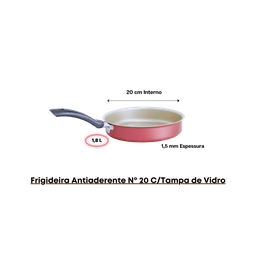 Frigideira Antiaderente Nº 20 Com Tampa de Vidro Luz Nobre Frigideira Reta com tampa de vidro Creme - 6