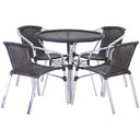 Ver imagem 1 de Jogo 4 Cadeiras Floripa e Mesa Com Tampo Tramado em Alumínio Piscina, Área, Jardim Trama Original