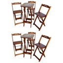 Ver imagem 1 de Kit 2 Conjuntos Bistrô Mesa com 3 Banquetas Dobráveis de Madeira Personalizada Jack - Imbuia