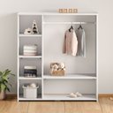 Ver imagem 1 de Guarda Roupa Infantil Madeira Closet sem Portas com Cabideiro Rafael Branco Idimex