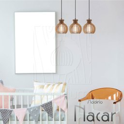 Pendente Luminária Desmontada Nacar Madeira Mdf 3 Unidades Cor:rústico - 3