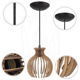 Pendente Luminária Desmontada Nacar Madeira Mdf 3 Unidades Cor:rústico - 6