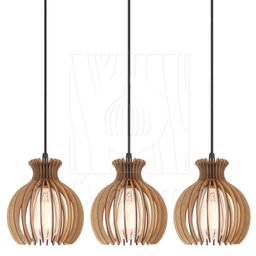 Pendente Luminária Desmontada Nacar Madeira Mdf 3 Unidades Cor:rústico - 4