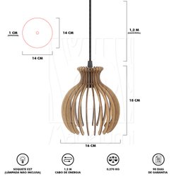 Pendente Luminária Desmontada Nacar Madeira Mdf 3 Unidades Cor:rústico - 8