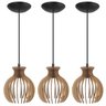 Pendente Luminária Desmontada Nacar Madeira Mdf 3 Unidades Cor:rústico - 1