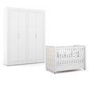 Ver imagem 1 de Berço Americano com Capitonê New Boucle e Guarda Roupa Tutto New 4 Portas Branco Acetinado - Matic