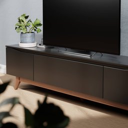 Rack para Tv até 75 Polegadas Flynt (185cm) - Natural C/ Preto - 2