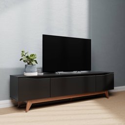 Rack para Tv até 75 Polegadas Flynt (185cm) - Natural C/ Preto - 1