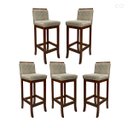 Ver imagem 1 de Kit 5 Banquetas Alta para Balcão Nice em Madeira Matelassê Suede Bege Ccs