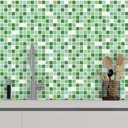 Ver imagem 1 de Papel De Parede Autocolante Pastilha Verde E Branco Cozinha Banheiro