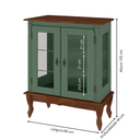 Ver imagem 4 de Cristaleira Baixa Luís Xv Portas de Vidro Pés Entalhados Verde Kalle com Tampo e Base Imbuia Glazer