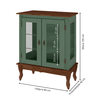 Cristaleira Baixa Luís Xv Portas de Vidro Pés Entalhados Verde Kalle com Tampo e Base Imbuia Glazer - 4