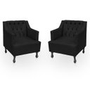 Ver imagem 4 de Kit 2 Poltrona Elizabeth + 2 Puff Retro para Sala de Estar Clássica Confortável e Reforçada Suede