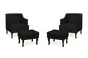 Ver imagem 1 de Kit 2 Poltrona Elizabeth + 2 Puff Retro para Sala de Estar Clássica Confortável e Reforçada Suede