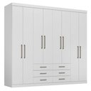 Ver imagem 1 de Guarda Roupa Casal 8 Portas 6 Gavetas Master Branco Brilho - Santos Andirá