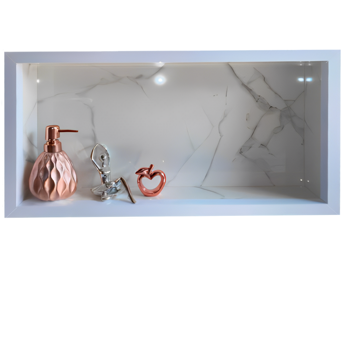 Nicho Porcelanato Polido para Banheiro Branco Carrara 60x32cm - 1