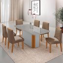 Ver imagem 1 de Mesa de Jantar Isadora 180cm Tampo Mdf Vidro com 6 Cadeiras Eloise