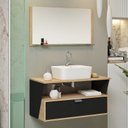 Ver imagem 1 de Conjunto Siena Gabinete Banheiro 80cm com Cuba e Espelheira:preto