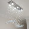 Lustre para Mesa de Jantar de Cristal Tipo Onda Base de Inox 70x20cm com 70cm de Altura - 3