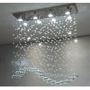 Ver imagem 5 de Lustre para Mesa de Jantar de Cristal Tipo Onda Base de Inox 70x20cm com 70cm de Altura