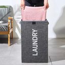 Ver imagem 3 de Cesto Roupa Suja Organizador Multiuso Dobravel Roupeiro Lavanderia Quarto Banheiro com Tampa Portati