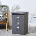 Ver imagem 4 de Cesto Roupa Suja Organizador Multiuso Dobravel Roupeiro Lavanderia Quarto Banheiro com Tampa Portati