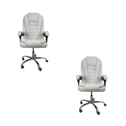 Kit 2 Cadeiras de Escritório Presidente Reclinável - Branco