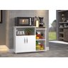 Balcão Multimóveis para Forno e Microondas Preto com Fruteira Ajl Store Armario Cozinha Branco - 2