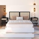 Ver imagem 2 de Cabeceira Casal Queen 160cm e 2 Mesas Laterais 1 Gaveta Madeira Moss A03 Nero Preto- Lyam Decor