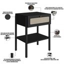 Ver imagem 6 de Cabeceira Casal Queen 160cm e 2 Mesas Laterais 1 Gaveta Madeira Moss A03 Nero Preto- Lyam Decor