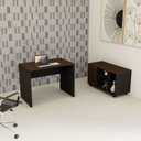 Ver imagem 7 de Mesa Escrivaninha Retangular X com Passa Cabos e Pés Painel para Escritório 100cm Corporate Louro Preto com Preto Marrom