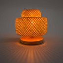 Ver imagem 3 de Luminária de Mesa Bali Abajur Fibra Bambu Base Madeira 1xe27 Boho Rústico St3270