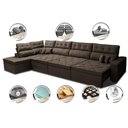 Ver imagem 3 de Sofá de Canto 4.80x2.36m Retrátil e Reclinável com Molas Cama inBox Platinum Esquerdo Suede Caf