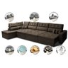 Sofá de Canto 4.80x2.36m Retrátil e Reclinável com Molas Cama inBox Platinum Esquerdo Suede Caf - 3