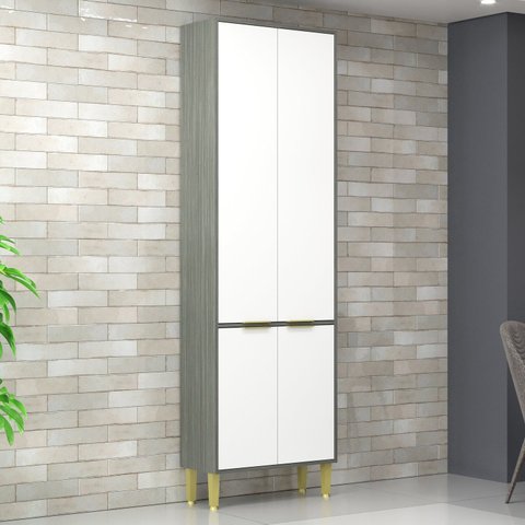 Paneleiro para Cozinha 4 Portas Domus Espresso Móveis Prata/Silver
