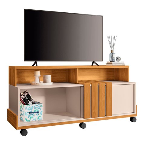 Rack Bancada de Tv 50 Pol 136cm Analu H01 Cinamomo/off White - Mpozenato