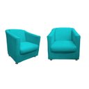 Ver imagem 1 de Kit 2 Poltronas Decorativa Biane Suede Azul Tifany Pés Cromado Ms Decor