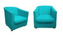 Ver imagem 1 de Kit 2 Poltronas Decorativa Biane Suede Azul Tifany Pés Cromado Ms Decor