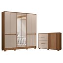 Ver imagem 1 de Guarda Roupa Casal Alasca e Cômoda Texas Carvalho Fendi - Moval